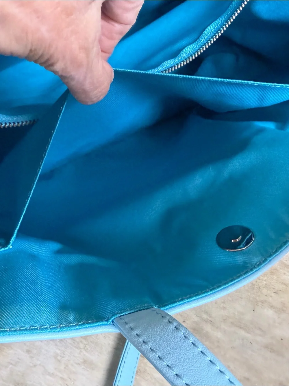 Telfar Light Blue Embossed Leather Tote EUC with dustbag